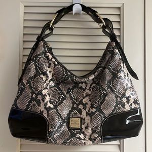 Dooney & Bourke Black Patent Leather and Snakeskin Purse. New without Tags.